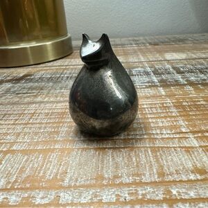 Vintage Dansk Danish Modern Cat Figurine Mini Paperweight Figure Silverplate